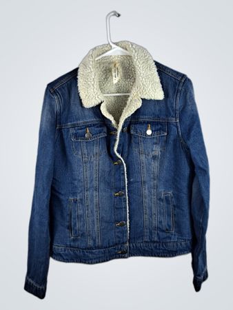 Ashley-Vintage Denim Jacket with Sherpa Lining