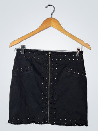 Forever 21 Black Studded Denim Mini Skirt