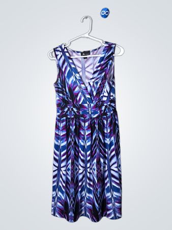 AB Studio Blue Purple Geometric Pattern Dress