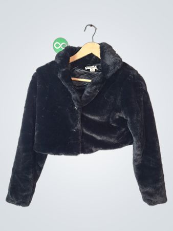 Knitworks Black Faux Fur Cropped Jacket