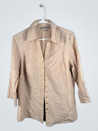 Dressbarn Beige Button-Down Blouse