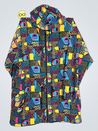 Colorful Geometric Print Hooded Nylon Jacket