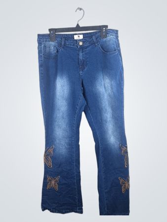 Blue Jeans with Butterfly Embroidery