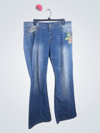 Blue Jeans with Floral Embroidery