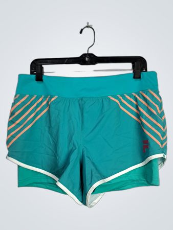 FILA Teal Shorts with Orange Stripes