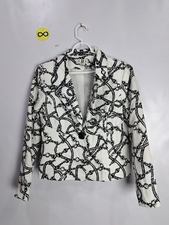 Women's Black and White Chain Print Blazer