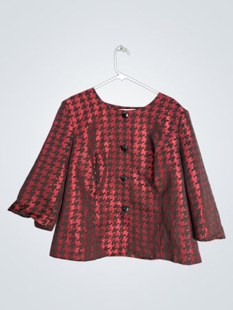 Danillo Woman Red and Black Houndstooth Jacket