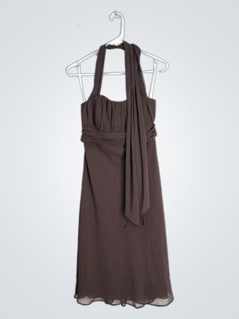David's Bridal Brown Halter Mini Dress