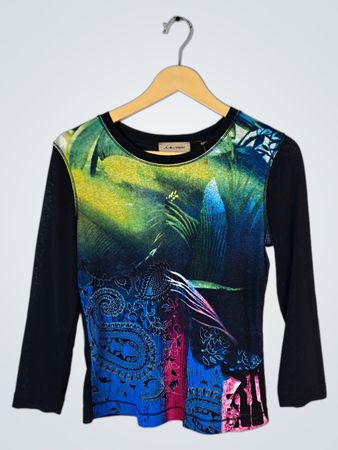 Long-Sleeve Top with Colorful Design