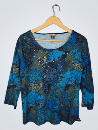 White Stuff Teal Sequined Paisley Blouse