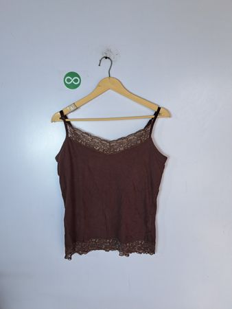 Brown Lace Trim Camisole