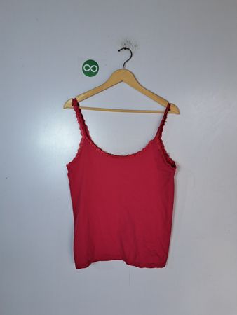 Bisou Bisou Red Lace Trim Cami Top