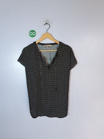 LOFT Black and White Polka Dot Top