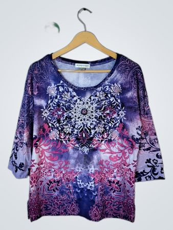 Christopher & Banks Purple Floral Print Blouse
