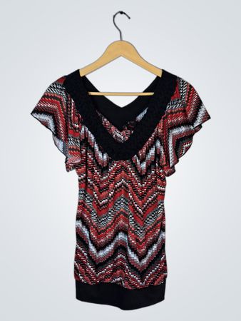 Wrapper Zigzag V-Neck Blouse