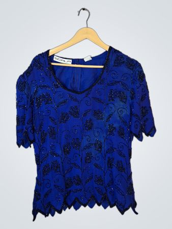 SCALA Blue Embroidered Top