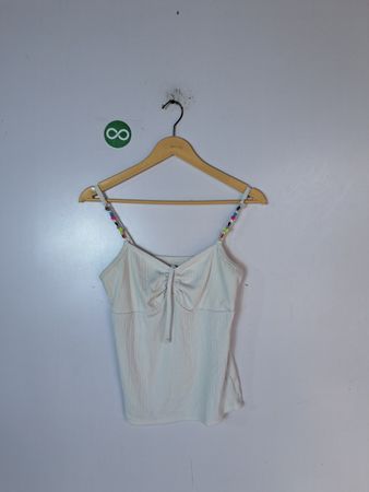 White Beaded Strap Top