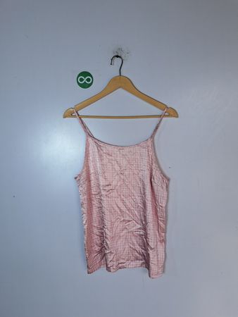 Max Studio Pink Checkered Satin Cami Top