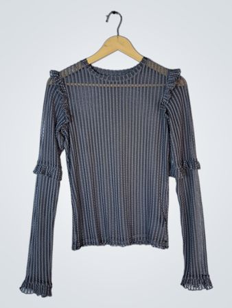 Gray Striped Long Sleeve Top