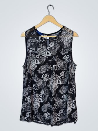 Apt. 9 Black and White Floral Sleeveless Top