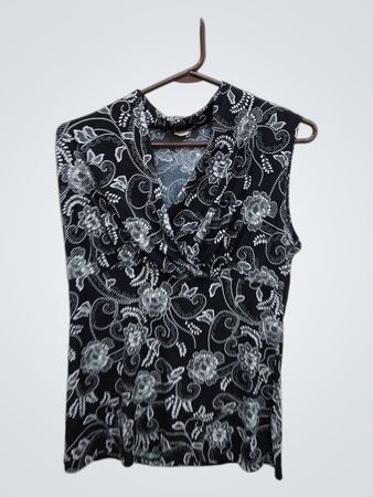 Black and White Floral Blouse