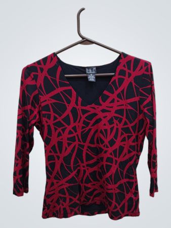 INC Women's Red and Black Patterned Top