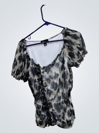 Gray and White Blouse