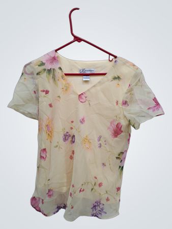 Dressbarn Floral Sheer V-Neck Blouse