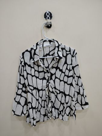 Naomi Black and White Patterned Blouse