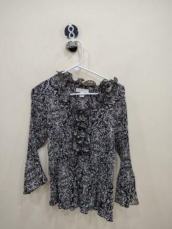 Christopher & Banks Black and White Floral Blouse