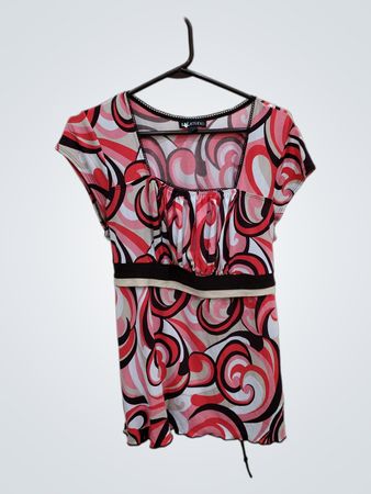 LA STUDIO Pink and Black Swirl Top