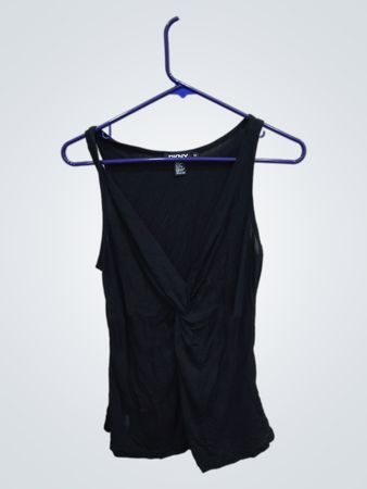 DKNY Black Sleeveless Twist Top