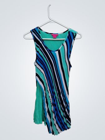 Sunny Leigh Striped Pleated Tank Top