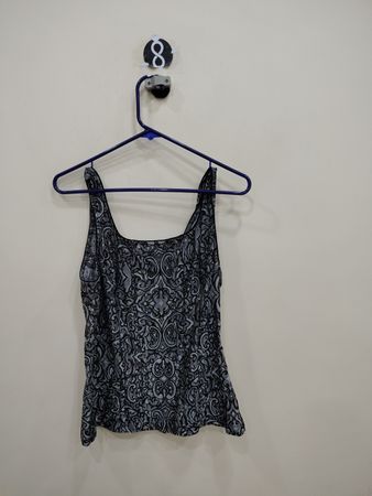 Blouse with Black and White Paisley Pattern