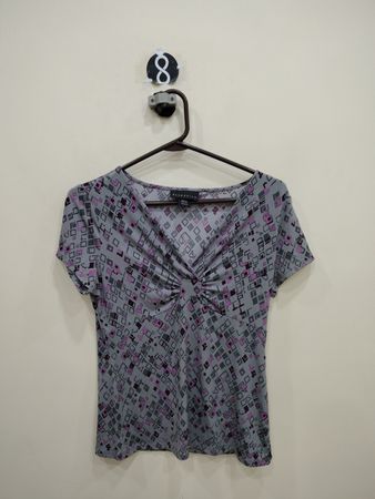 Attention Geometric Print Short Sleeve Top