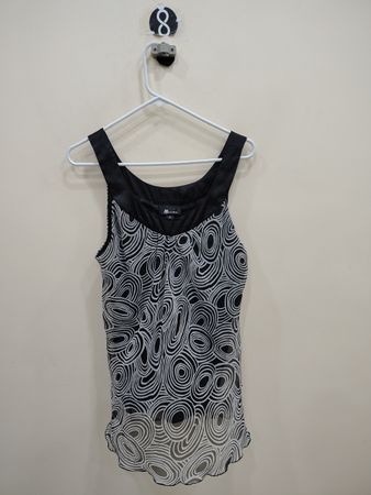 AB Studio Black and White Patterned Tank Top