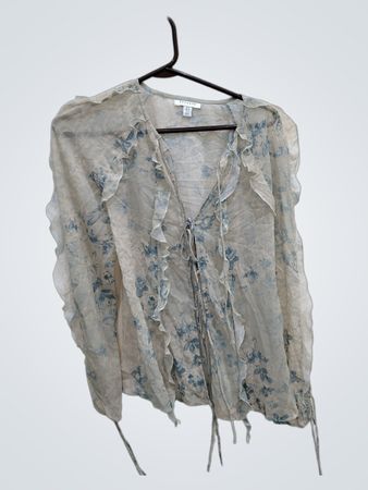 Topshop Floral Ruffled Blouse