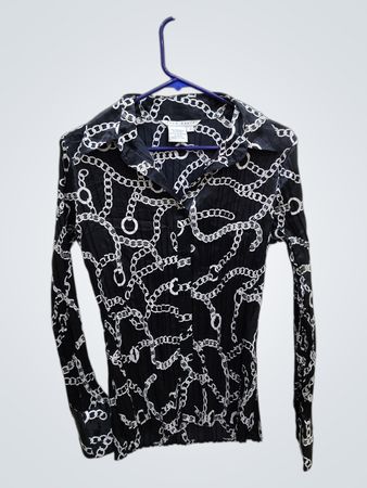 Fred David Black Chain Print Top