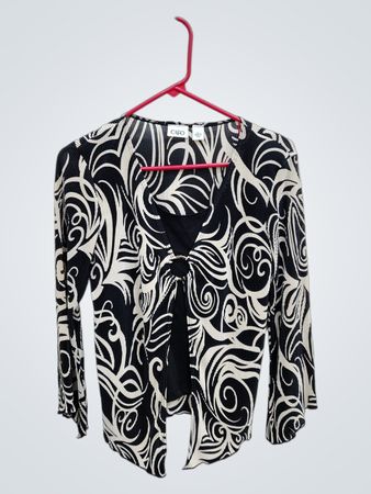 CATO Black and White Floral Blouse