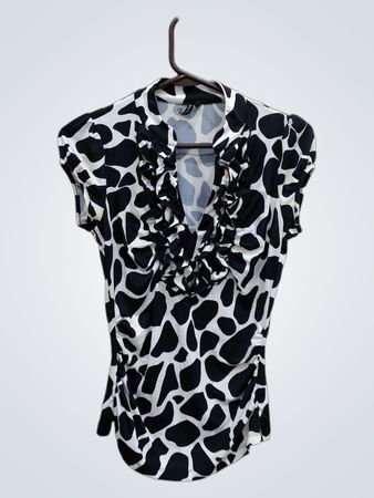 Black and White Cow Print Blouse