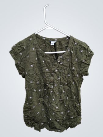 Sonoma Green Floral Short Sleeve Blouse