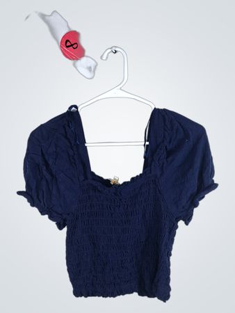 Navy Blue Smocked Top