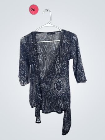 Karen Kane Gray Paisley Top
