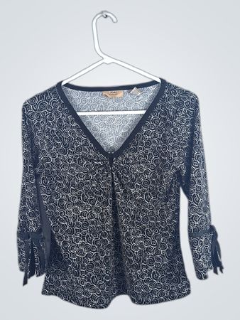 Ann Taylor Petite V-Neck Swirl Print Blouse