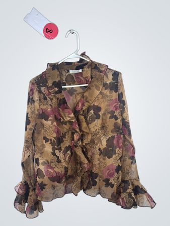 La Boutique Floral Ruffled Blouse