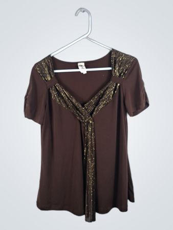 Brown Sequined Top