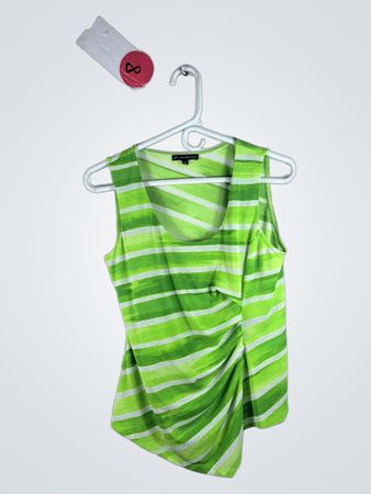 Adrianna Papell Green Striped Sleeveless Top
