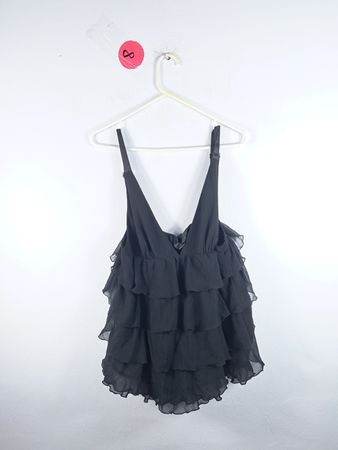 Black Ruffled Tank Top
