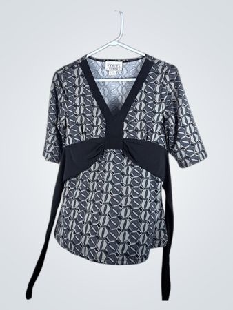 Daniel Laurent Gray and Black Kimono-Style Top
