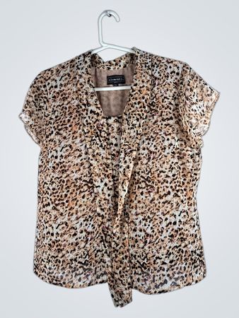 Elementz Leopard Print Short Sleeve Blouse